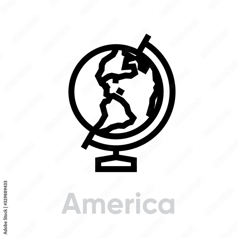 America globe on a stand icon. Editable line vector. Simple isolated single sign. America globe on a stand icon. Editable line vector. Simple isolated single sign.