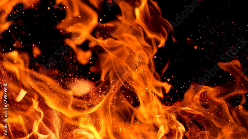 fire flames with sparks on ...