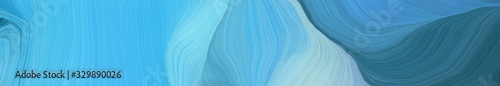 wide colored banner with waves. contemporary waves design with medium turquoise, teal blue and sky blue color © Eigens