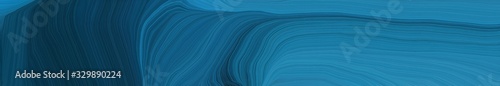 wide colored banner with waves. abstract waves illustration with teal blue, very dark blue and teal green color