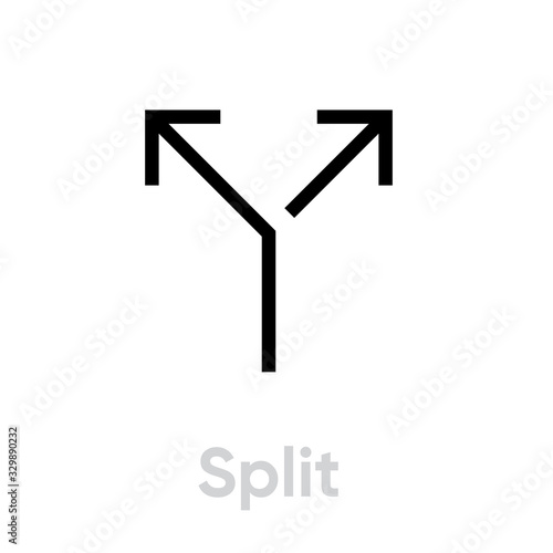 Call split icon. Editable line vector.