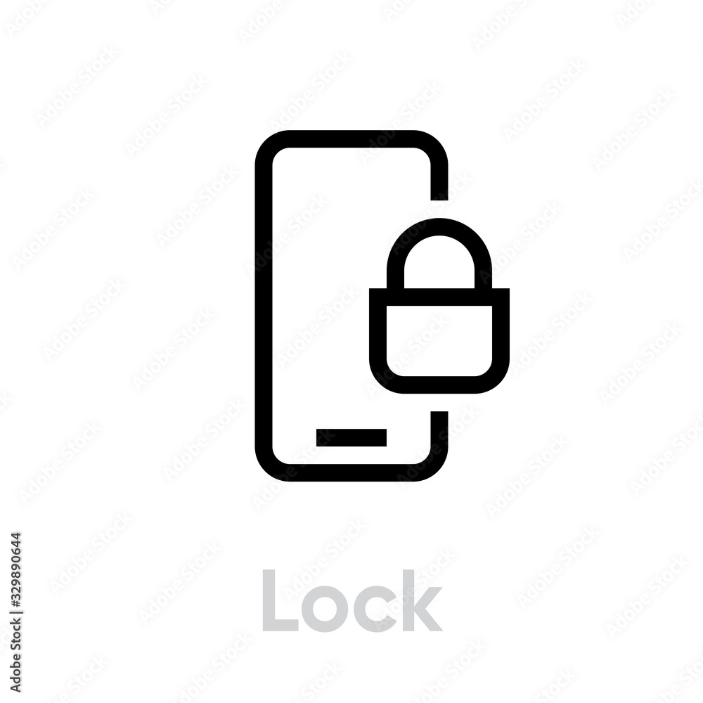 Lock phone icon. Editable line vector. Lock phone icon. Editable line vector.