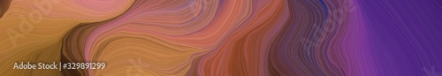beautiful wide colored banner with pastel brown, very dark violet and peru color. abstract waves illustration