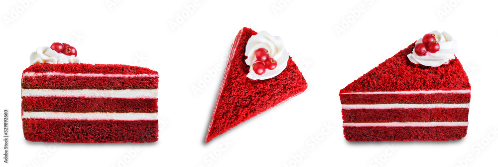 Fototapeta premium Red velvet cake with cream cheese filling