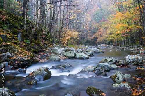 Papier peint Autumn on the Middle Prong of the Little River, Great Smoky Mountains National Park, Tennessee