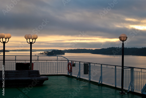 Baltic sea, sunrise, Scandinavia, Sweden, Islands, view from the ferry