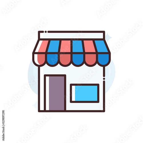 Shop Vector Icon Filled Outline Style Illustration.