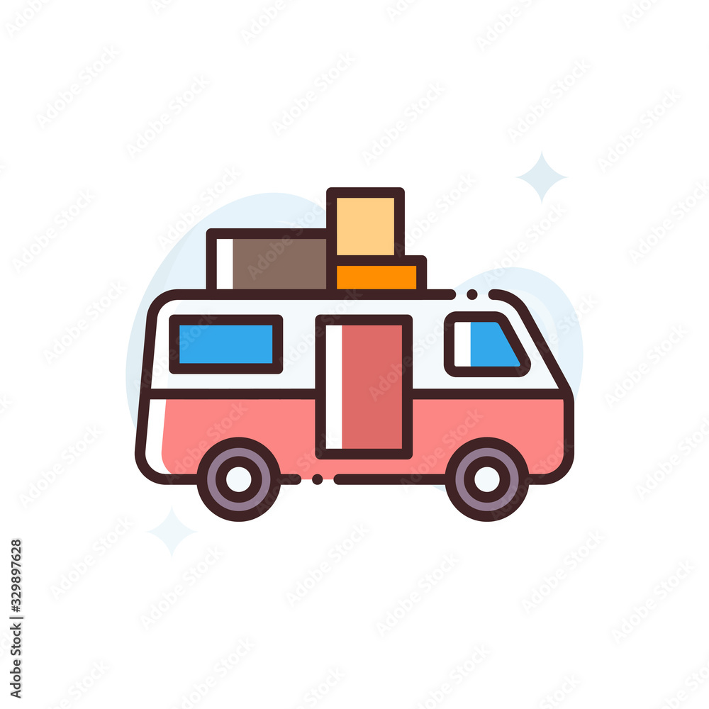 Bus Vector Icon Filled Outline Style Illustration. Bus Vector Icon Filled Outline Style Illustration.
