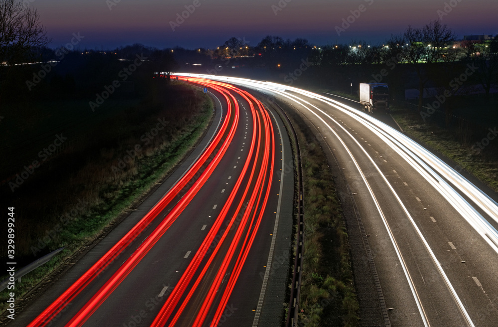 Light Trails on the A64 Dual Carrigeway near York, North Yorkshire Light Trails on the A64 Dual Carrigeway near York, North Yorkshire