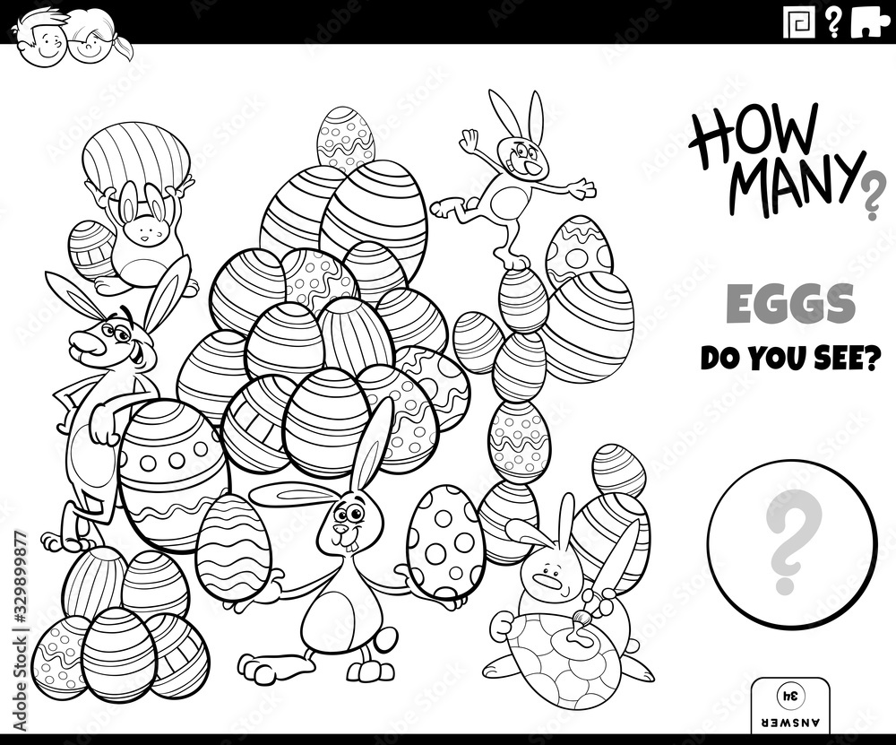 counting Easter eggs educational game color book counting Easter eggs educational game color book
