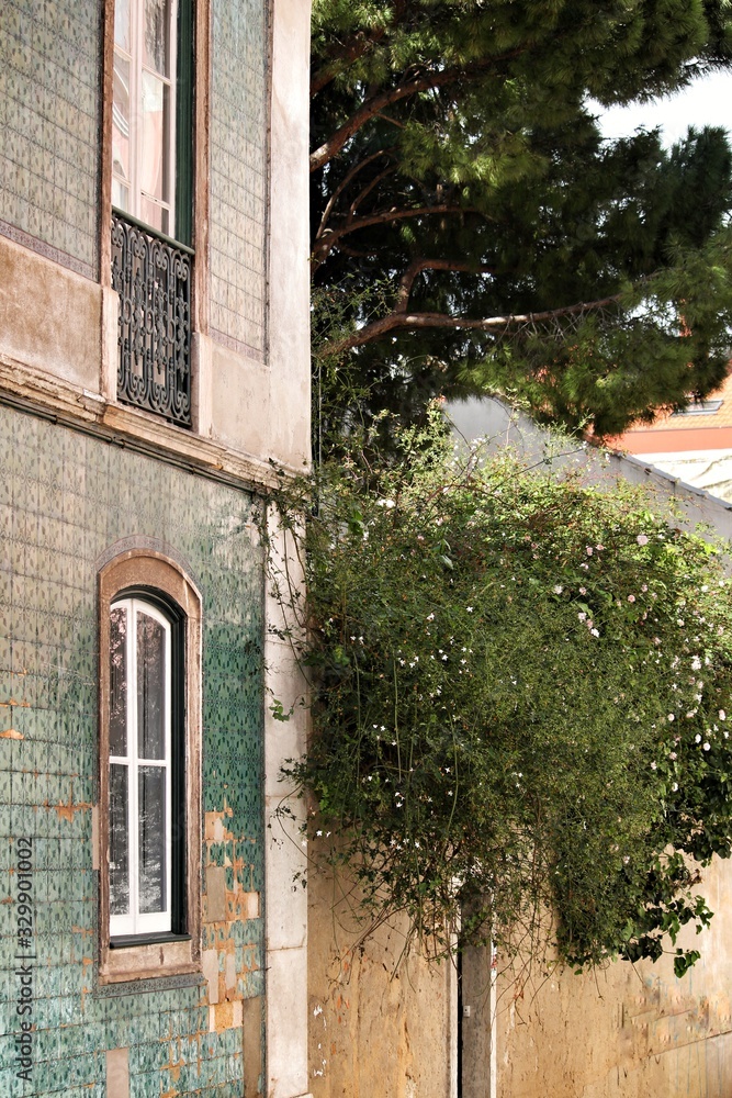 Old and colorful facade in Lisbon