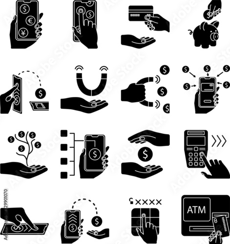 Set money financial glyph icons