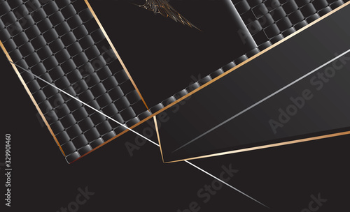 Black purse made of cramped leather with a gold trim