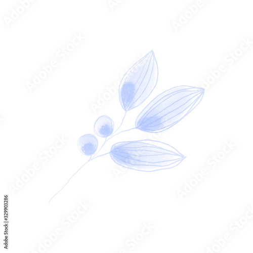 Gentle cute pastel blue twig watercolor digital art. Print for cards, invitations, weddings, banners, posters, fabrics, wrapping paper, packages, web design.