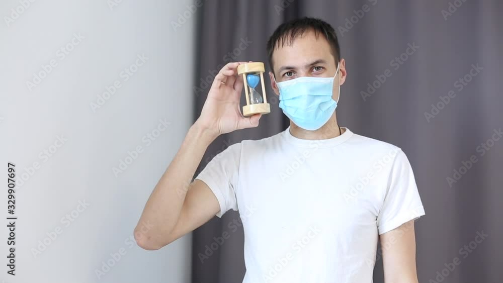 Man Wearing Face Mask Medical Protection Against Contamination with Coronavirus Man Wearing Face Mask Medical Protection Against Contamination with Coronavirus