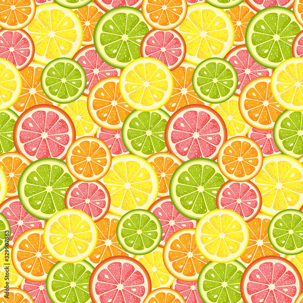 Seamless background of citrus fruit round slices Seamless background of citrus fruit round slices