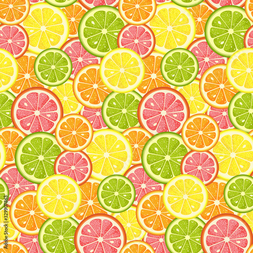 Seamless background of citrus fruit round slices