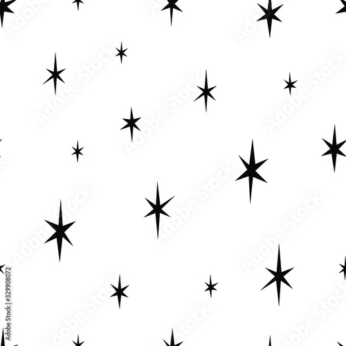 Vector seamless pattern with small black stars. Starry sky background. Design template for wallpaper,wrapping, textile. © Julia