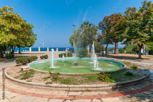Kallithea, Greece - September 05,2019: Fountain in the center of Kallithea, Greece 