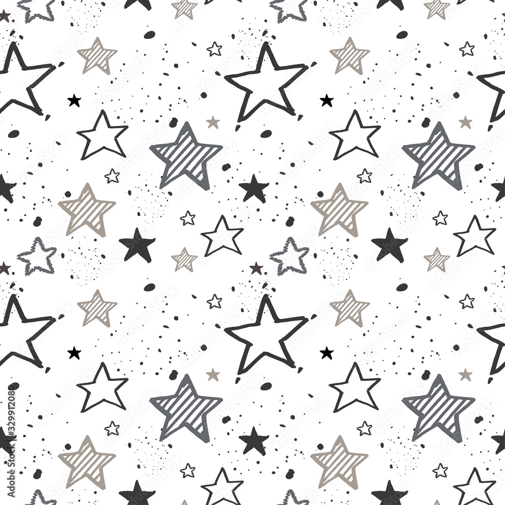 Obraz premium Seamless pattern of stars randomly arranged.