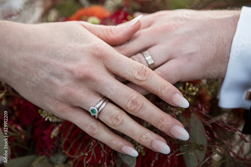Bridal couple with wedding rings