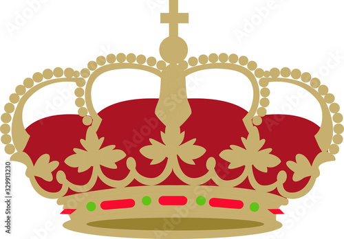 Corona roja y dorada. Ilustración vectorial