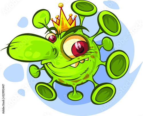 Cartoon evil coronavirus character,  isolated. (ID: 329913447)