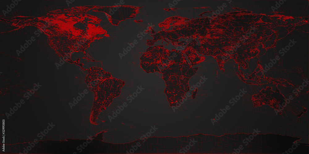 red world map background design red 3d-illustration. elements of this ...