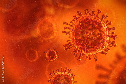 Coronavirus, virus, flu, bacteria close-up. Abstract 3D illustration