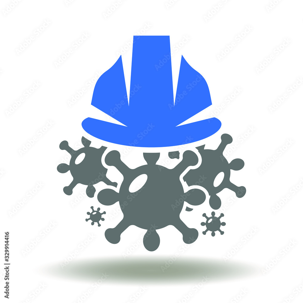 Coronavirus Industrial Construction Safety Logo. COVID19 virus safety
