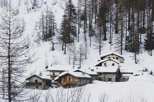 Little alpine village covered in snow - Mont Blanc © Alessandro