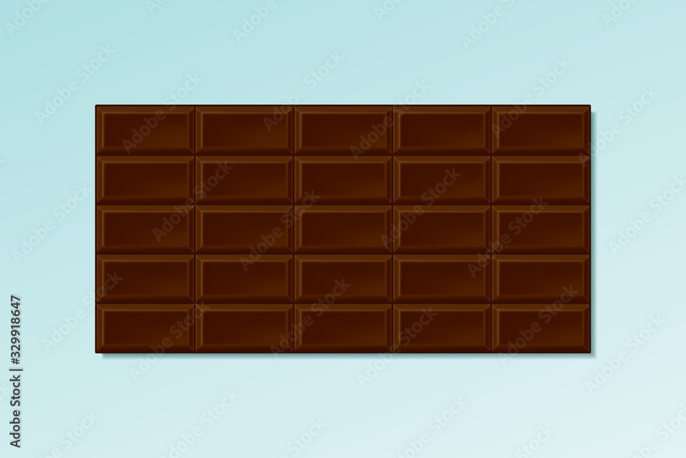 Dark Chocolate Bar Realistic Style Template with Long Horizontal Tiles or Pieces - Brown on Turquoise Background - Gradient Graphic Design Dark Chocolate Bar Realistic Style Template with Long Horizontal Tiles or Pieces - Brown on Turquoise Background - Gradient Graphic Design