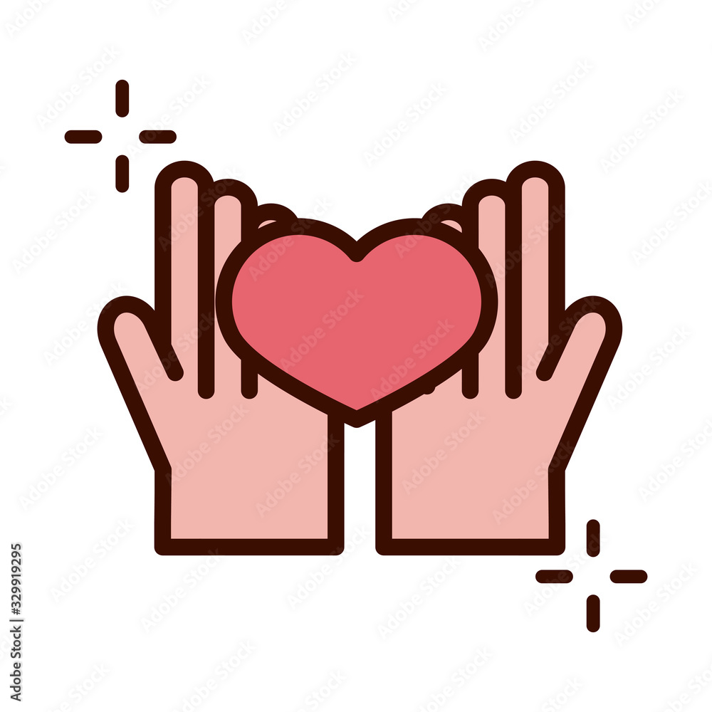 Obraz premium mothers day, hands with giving heart love line and fill style icon