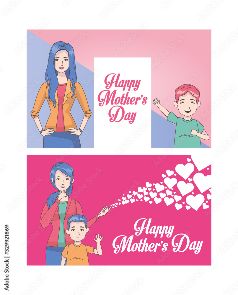 happy mothers day card with moms and kids happy mothers day card with moms and kids