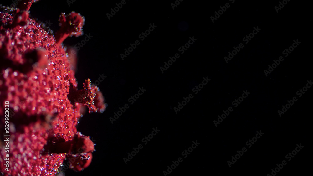 Coronavirus, COVID-19, Red virus in a dark background