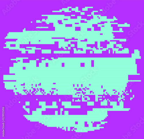 Computer screen with glitched pixels and noise. VHS camera effect like in old videotape rewind. 