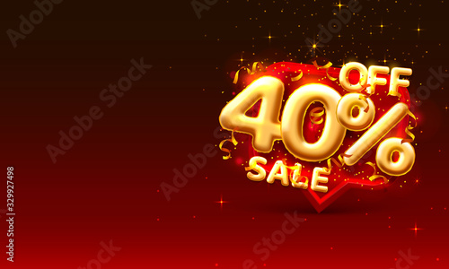 Sale 40 off ballon number on the red background.