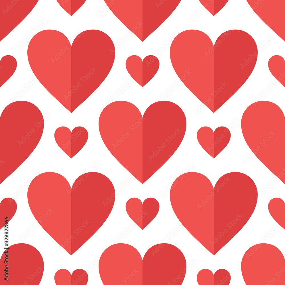 Red hearts seamless pattern. Abstract geometric wrapping texture. Packaging design in flat style. Suitable for gift wrap or greeting card to Valentines day. Vector eps8 illustration. Red hearts seamless pattern. Abstract geometric wrapping texture. Packaging design in flat style. Suitable for gift wrap or greeting card to Valentines day. Vector eps8 illustration.
