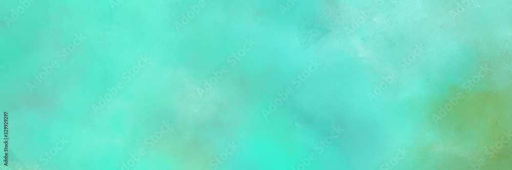 abstract painted art antique horizontal background header with medium turquoise, pastel green and dark sea green color