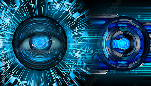 Blue eye cyber circuit future technology concept background