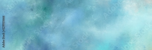 vintage painted art grunge horizontal banner with sky blue, medium aqua marine and powder blue color