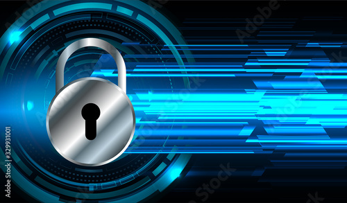 Closed Padlock on digital background, cyber security