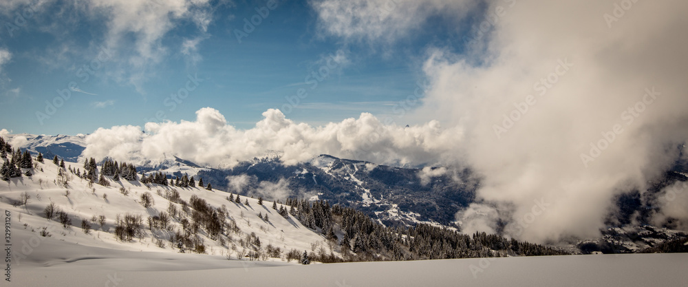 Snowy  mountain landscape , France, Haute Savoie, D3dec