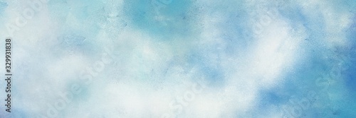 vintage painted art grunge horizontal banner background with powder blue, light blue and steel blue color