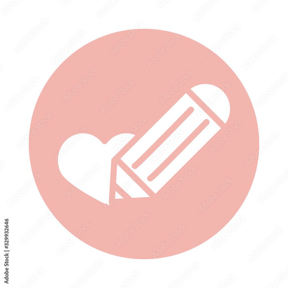 mothers day, writing pencil heart love block style icon mothers day, writing pencil heart love block style icon