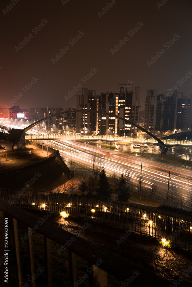 Milan, long exposure view on new modern district of Portello