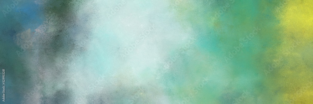 vintage painted art antique horizontal background texture with dark sea green, powder blue and teal blue color