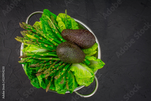 avocado on a black background photo