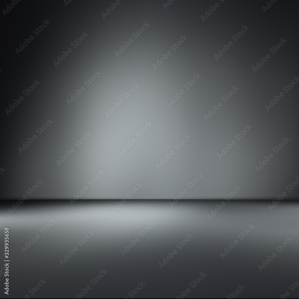 Dark black studio room with spotlight backdrop wallpaper, blank perspective for show or display your product montage or artwork. 