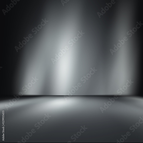 Dark black studio room with spotlight backdrop wallpaper  blank perspective for show or display your product montage or artwork. 